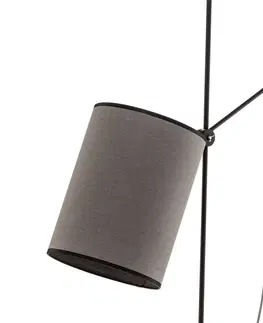 Stojacie lampy Euluna Stojacia lampa Zelda s okrúhlym textilným tienidlom sivej farby