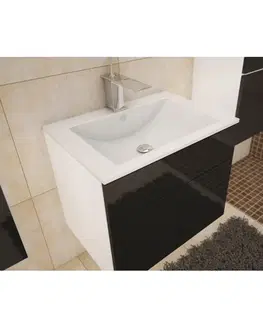 Kúpeľňový nábytok Skrinka vysoká, biela/čierny extra vysoký lesk HG, MASON BL11