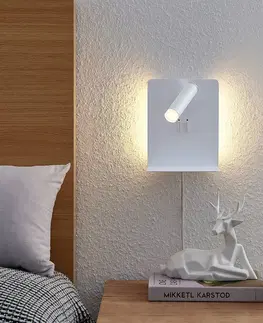Nástenné svietidlá Lucande Lucande Zavi nástenné LED svietidlo, USB, biele
