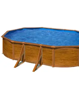 Bazény s oceľovou stenou Oceľový bazén oválny drevo 5X3X1.2M PACIFIC KIT500W GRE