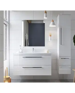 Kúpeľňový nábytok MEREO - Bino, kúpeľňová skrinka s umývadlom z liateho mramoru 121 cm, biela/dub CN673M