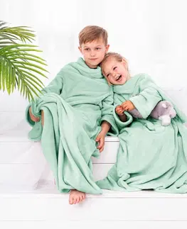 Detské deky Decoking Deka s rukávmi Lazy Kids mätová, 90 x 105 cm