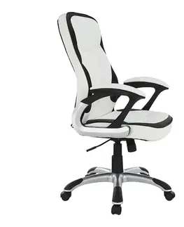 Kancelárske kreslá Kancelárske kreslo, ekokoža biela/čierna, AFRA