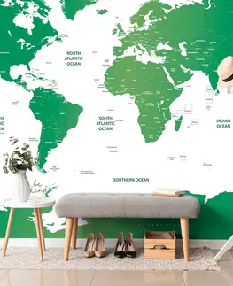 Samolepiace tapety Samolepiaca tapeta mapa sveta s jednotlivými štátmi v zelenej farbe