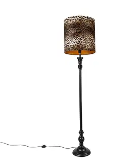 Stojace lampy Stojacia lampa čierna s tienidlom leopard 40 cm - Classico