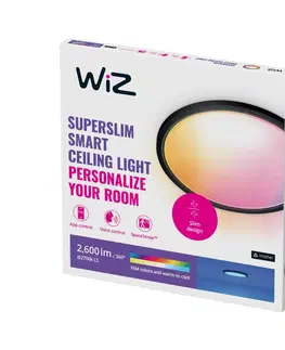 SmartHome stropné svietidlá WiZ WiZ SuperSlim LED stropné svetlo RGBW Ø42cm čierne