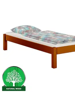Drevené postele Postel Dora 90x200 borovica morená gaštan