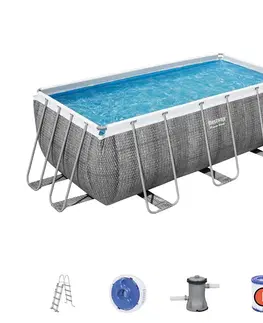 Bazény rámové Obdĺžnikový bazén s rámom rattan 4.12x2.01x1.22m 56722