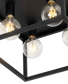 Stropne svietidla Priemyselná stropná lampa čierna 40 cm 4 -svetelná - Klietka