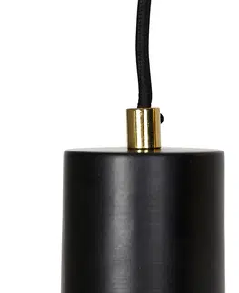 Zavesne lampy Industriálne závesné svietidlo čierne so zlatým 5-svetlom - Raspi