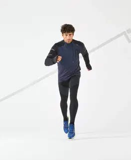 mikiny Pánske zimné bežecké tričko Kiprun Warm Regul s dlhým rukávom modro-čierne