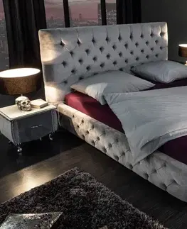 Postele LuxD Dizajnová posteľ Laney, 180x200 cm, strieborno-sivý zamat