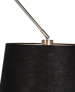 Zavesne lampy Závesná lampa s ľanovým tienidlom čierna 35 cm - oceľ Blitz I