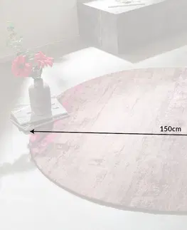 Koberce LuxD Dizajnový okrúhly koberec Rowan 150 cm béžovo-ružový