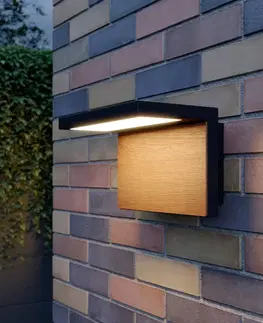 Vonkajšie nástenné svietidlá Lucande Lucande Lignus vonkajšie nástenné LED svietidlo