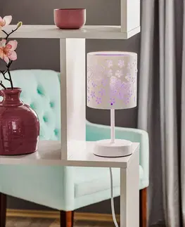 Lampy na nočný stolík ONLI Stolová lampa Titilla v bielej farbe, fialové tienidlo vo vnútri