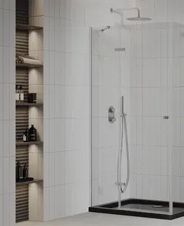 Vane MEXEN/S - Roma sprchovací kút 90x120, transparent, chróm + čierna vanička so sifónom 854-090-120-01-00-4070