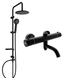 Sprchy a sprchové panely MEXEN/S - Carl sprchový stĺp vrátane sprchovej termostatickej batérie Kai, čierna 77900240-70