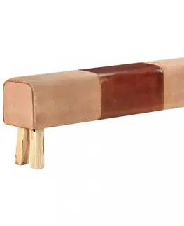 Lavice a stoličky Lavica pravá koža / drevo Dekorhome 120 cm