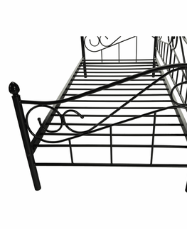 Postele KONDELA Daina kovová jednolôžková posteľ s roštom čierna