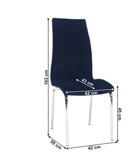 Jedálenské stoličky KONDELA Gerda New jedálenská stolička modrá (Velvet) / chróm