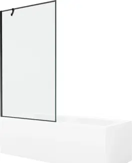 Sprchové dvere MEXEN/S - Cubik obdĺžniková vaňa 150 x 70 cm s panelom + vaňová zástena 100 cm, čierna vzor 550315070X9510007070