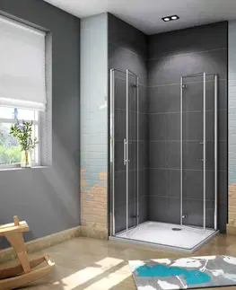 Sprchovacie kúty H K - Štvorcový sprchovací kút SOLO R909, 90x90 cm so zalamovacími dverami, rohový vstup vrátane sprchovej vaničky z liateho mramoru SE-SOLOR909/THOR-90SQ