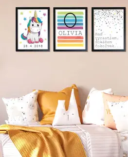 Obrazy do detskej izby Obraz na stenu s menom - Farebné pásiky