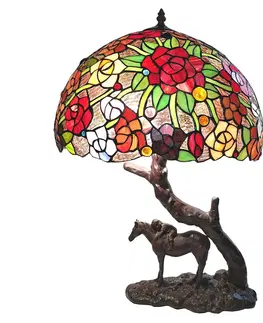 Stolové lampy Clayre&Eef Stolová lampa 5LL-6061, Tiffany, červená/zelená