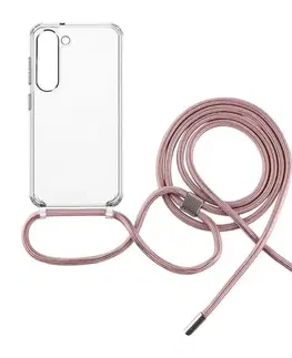Puzdrá na mobilné telefóny FIXED Pure Neck so šnúrkou na krk pre Samsung Galaxy S23 Plus, ružová FIXPUN-1040-PI