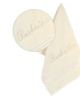 Uteráky Bellatex Froté uterák s výšivkou Babička vanilková, 50 x 100 cm