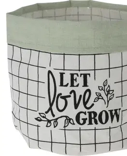 Kvetináče a truhlíky Textilný obal na kvetináč Let Love Grow, 20 x 18 cm, sv. zelená
