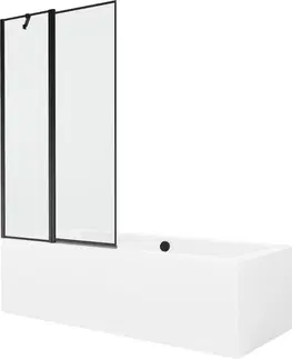 Sprchové dvere MEXEN/S - Cube obdĺžniková vaňa 170 x 80 cm s panelom + vaňová zástena 100 cm, čierna vzor 550517080X9410117070