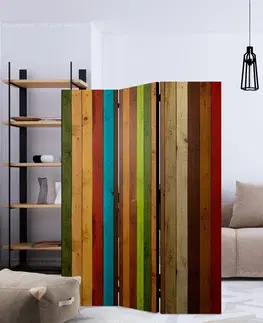 Paravány Paraván Wooden rainbow Dekorhome 225x172 cm (5-dielny)
