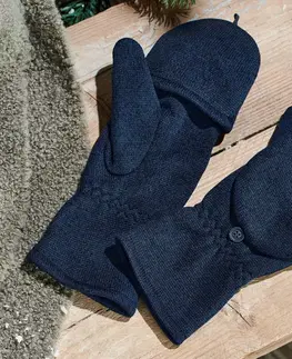Gloves & Mittens Odklápacie palčiaky z pleteného flísu, modré