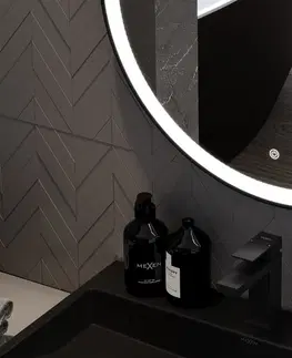 Kúpeľňa MEXEN - Esso zrkadlo s osvetlením 70 cm, LED 6000K čierny rám 9825-070-070-611-70
