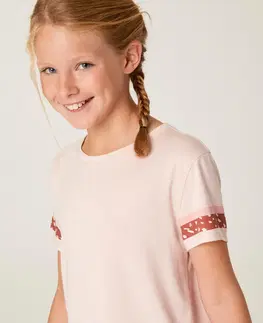 nohavice Dievčenské tričko na cvičenie 320 bavlnené ružové