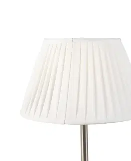 Stolove lampy Klasická stolová lampa oceľová so skladaným tienidlom biela 35 cm - Simplo