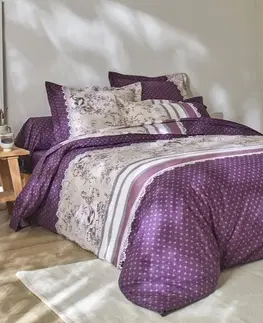 Bavlnené Flanelová posteľná bielizeň Gabrielle s potlačou kvetín a čipky