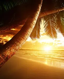 Tapety príroda Fototapeta východ slnka na karibskej pláži