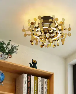 Stropné svietidlá Lucande Lucande Glimmo stropné LED svetlo, čierna, mosadz