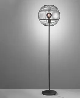 Stojacie lampy FISCHER & HONSEL Stojaca lampa Drops s kovovým tienidlom, čierna