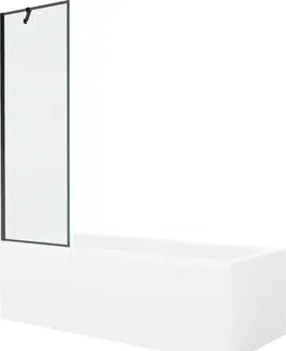 Sprchové dvere MEXEN/S - Cubik obdĺžniková vaňa 150 x 70 cm s panelom + vaňová zástena 60 cm, čierna vzor 550315070X9506007070