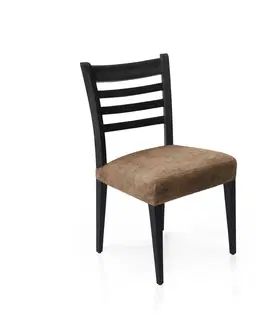 Stoličky Poťah elastický na sedák stoličky, komplet 2 ks Estivella odolný proti škvrnám, svetle hnedý