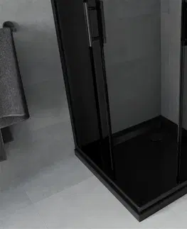 Vane MEXEN/S - Rio sprchovací kút 80x80, grafit, čierna + vanička so sifónom 860-080-080-70-40-4070B