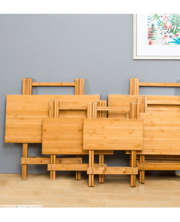 Jedálenské stoly KONDELA Denice skladací jedálenský stôl bambus