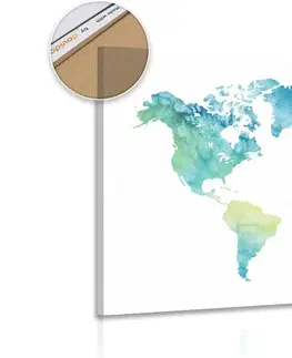 Obrazy na korku Obraz na korku mapa sveta v akvarelovom prevedení