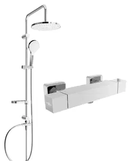 Sprchy a sprchové panely MEXEN/S - Erik sprchový stĺp vrátane sprchovej termostatickej batérie Cube, chróm 77200205-00
