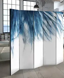 Paravány Paraván Sapphire Feathers Dekorhome 135x172 cm (3-dielny)
