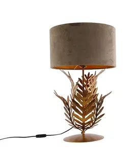 Stolove lampy Vintage stolná lampa zlatá so zamatovým odtieňom tupá 35 cm - Botanica